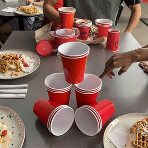 ถ้วยพลาสติกแบบใช้แล้วทิ้งสีแดงขนาด9ออนซ์วัสดุ PP สำหรับงานเลี้ยงวันเกิดและโต๊ะปิงปอง - Product Image 6
