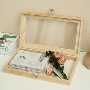 Caja de Madera Acrílica para Especímenes, con Tapa Abatible, 38x22x5.5cm, Caja Organizadora de Joyería Rectangular de Madera Maciza con Cierre, Caja de Regalo - Product Image 1