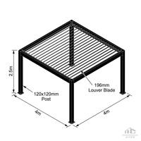 Pergola bioclimatique de luxe en aluminium à lames orientables, motorisée avec télécommande, imperméable, pour jardin, gazebo extérieur, pavillon moderne pour patio