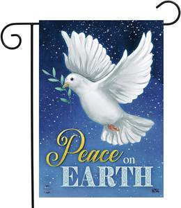 راية علم للحدائق على الأرض, 12 × 18 بوصة مزدوجة الجانب السلام على الأرض حمامة حديقة العلم راية للكريسماس ترحيب حفلة الديكور - Product Image 1