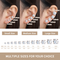 Xingyue wanita bulat bunga hati berbentuk gra bersertifikat vvs S925 perak murni sekrup kembali moissanite stud earring