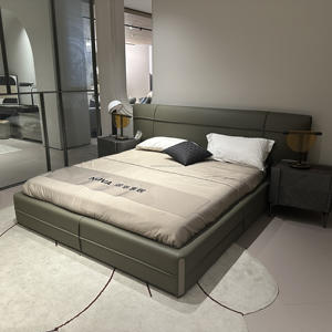 Cama de Lujo de Cuero Minimalista Italiana para Dormitorio Muebles de <span class=keywords><strong>Matrimonio</strong></span> de Alta Gama Modernos Tamaño King Doble - Product Image 1