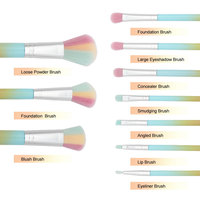 Échantillon gratuit 10 pièces outils cosmétiques pour cheveux doux rose ensemble complet de pinceaux de maquillage professionnels pour femmes