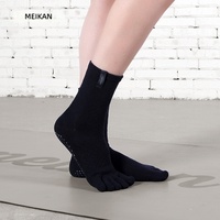 Chaussettes de yoga et de danse professionnelles MEIKAN, chaussettes à compression légère, antidérapantes, en coton fin, pour la remise en forme en intérieur, noir, blanc, gris