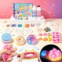 Kit Créatif Éducatif pour Squishies : Pâte de Silicone Double Bouteille, Paillettes, Bouteilles, Agitateurs en Bois, Boîte Licorne