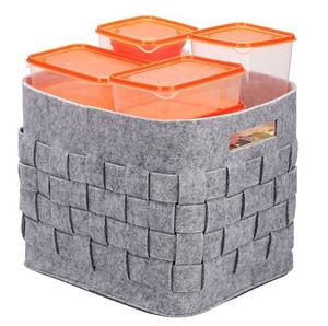 <span class=keywords><strong>Chine</strong></span> fournisseurs en gros panier de rangement tissé en tissu feutre rectangulaire plié à la main de haute qualité avec poignées - Product Image 3