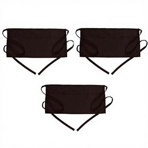 3 Pack Sleek Black Waist <b>Aprons</b> <b>Waterproof</b> Half <b>Apron</b> for Upscale Restaurant Server Waitress Barista Cafe Uniforms Wholesale - Product Image 3