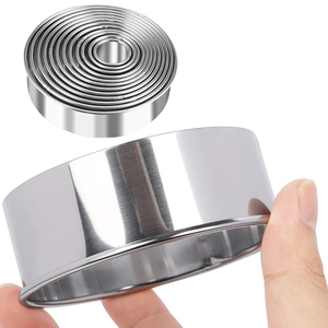 12 pièces en acier inoxydable cuisson pâtisserie coupe-pâte Mousse anneau moules forme ronde coupe cercle Cookie moules ensemble - Product Image 1