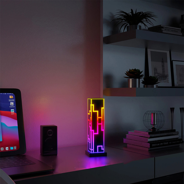 Acrylic Restaurant Office Bedroom RGB Standing Night Light Multicolor Cube Desk Lamp
