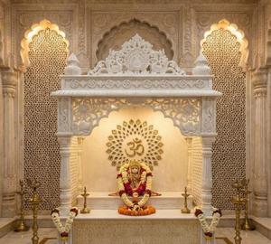 Templo de Mármol de Diseño Premium con Incrustaciones de Om, Diseño Arquitectónico Elegante y Detalles Hechos a Mano - Product Image 3