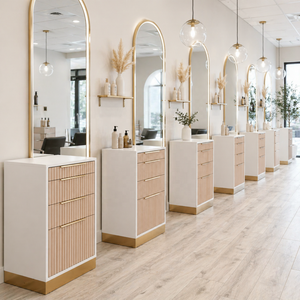 2023 trendy tambour salon station china professional hair salon interior design furniture - Product Image 6