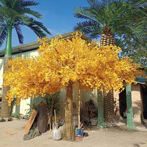 Vente chaude À La Main Résistant Aux UV Géant Artificiel Jaune GingkoTree en Pots pour Intérieur Extérieur Maison Jardin Verdure Décoration - Product Image 5