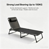 Chaise longue extra large en métal rembourrée Oxford, inclinable et réglable, pour extérieur, plage, camping, piscine, bureau, sieste, lit de jour, usage hôtelier