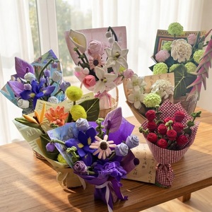 Flores de Peluche Realistas Hechas a Mano con Tallos Flexibles para el Día de San Valentín, Acción de Gracias, Graduación, Flores de Peluche Coloridas - Product Image 5