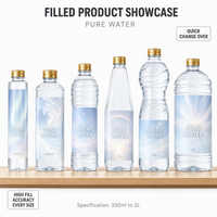 Machine automatique de rinçage, remplissage et bouchage de bouteilles en PET pour eau potable pure et minérale, facile à nettoyer