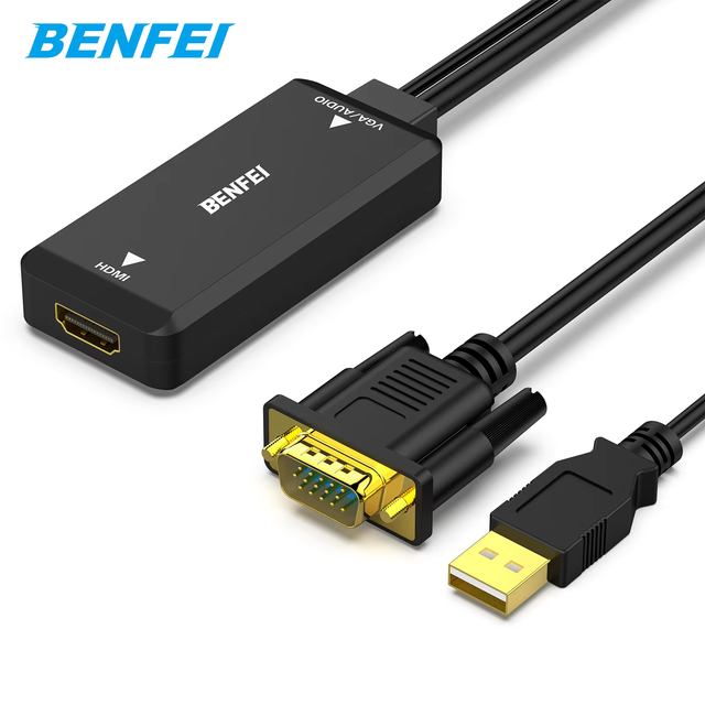 BENFEI VGA to DC Adapter 1080P Converter with Audio From Computer/Laptop VGA Source to DC TV/Monitor