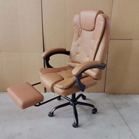 Chaise de bureau en cuir marron de luxe Guangdong pour la maison, chaise de patron en cuir