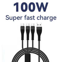 Kabel USB Type-C 3-in-1 INNOPRO Berkualitas Tinggi, Kabel Nilon Berlapis Tembaga Murni, Pengisian Cepat 5A untuk Perangkat IOS - Grosir Pabrik