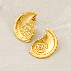 ZOGXIN Gold Conch Spiral Stud Earrings For Women Geometric Design Fashion Jewelry - Product Image 3