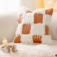 Kreative Orange PU Leder quadratische Kissen bezug Tier feder Weben dekorative Kunstleder Kissen bezug für Home Hotel Sofas