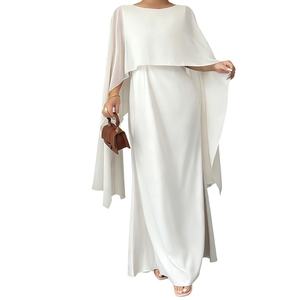 2025 été femmes mode décontracté sans manches châle longue <span class=keywords><strong>robe</strong></span> blanche élégante <span class=keywords><strong>robe</strong></span> pour soirée - Product Image 4