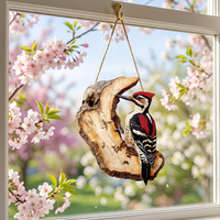 Décoration murale en bois 2D, motif animal mignon : hibou-briseur d'oiseaux, simulation d'oiseau, nid d'oiseau, produits d'art mural en bois à suspendre