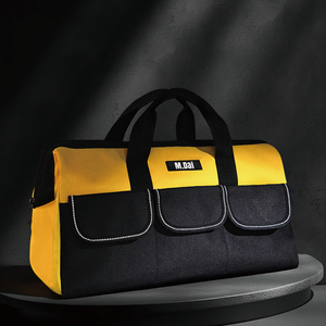 Sac à outils robuste et étanche, à large ouverture, avec sangle réglable, fermeture éclair, capacité de 150 lb, organisateur multi-poches pour électricien - Product Image 5