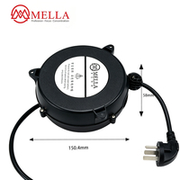 Enrouleur de câble rétractable automatique Mella, cordon d'extension avec fil SJTW, prise AC, extrémités dénudées, âme en cuivre, ignifuge PA6/PP/POM, 220V, 2,5M