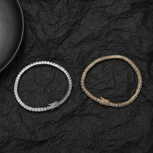 New 2.5MM Single-row Chain, <b>Copper</b>-inlaid Square Zirconium Tennis <b>Bracelet</b>, Women's Jewelry Hip-hop Tanjing Fashion - Product Image 2