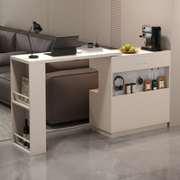 Table de bar extensible en bois massif, table îlot avec rangement pour petit appartement, meuble de séparation de salon