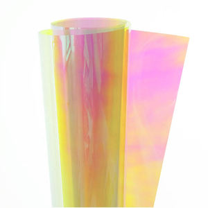 RG irisé dichroïque arc-en-ciel coloré holographique stratification Film rouleau <span class=keywords><strong>feuille</strong></span> pour faire cosmétique/sac à main tissu chaussures émail - Product Image 1