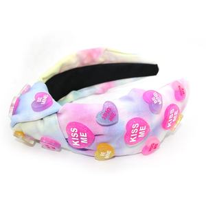 Shenglan 2024 fascia per capelli di san valentino <span class=keywords><strong>Kiss</strong></span> Me Heart Headbands Holiday Women fascia per capelli annodata - Product Image 1