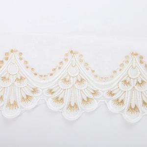 Pizzo in Seta di Latte Ricamato con Filo Dorato Largo 18cm per Abiti, Bambole <span class=keywords><strong>Barbie</strong></span>, Tovaglie, Cuscini Divano, Bordatura in Pizzo Francese per la Casa - Product Image 5