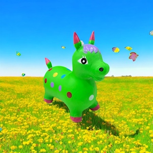 Tramoggia spaziale gonfiabile per bambini che rimbalza Set di cavalli con musica e maniglie e animali da equitazione divertenti giocattoli - Product Image 3
