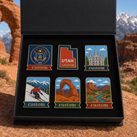Lot de pin's en émail personnalisés Utah, avec boîte cadeau, motifs Temple, Ski, Canyon, Arches, pin's de revers, souvenirs touristiques, badge mormon de montagne, ensemble cadeau