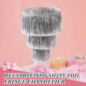 3 Tier Fringe Tinsel Chandelier Birthday Bachelorette Foil Shimmering for Graduation <b>Prom</b> Disco Anniversary Party <b>Decorations</b> - Product Image 6