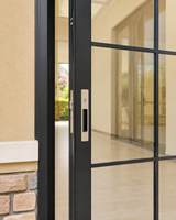 Porte coulissante en aluminium à grille française, noire, avec verre multi-vitrages, pour patio, villa, balcon, salon, design personnalisé