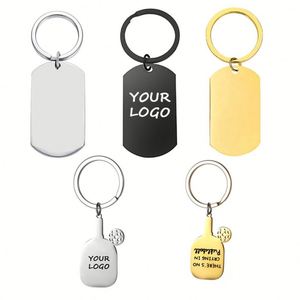 Porte-clés en acier inoxydable gravé avec logo personnalisé, pendentif, breloque, anneau, plaque d'identification pour chien, porte-clés Pickball - Product Image 1