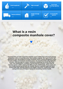Modern, environmentally friendly, lightweight, <b>square</b>-shaped resin manhole cover with high strength and load-bearing capacity. - Product Image 4