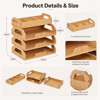 Boîte de rangement empilable et détachable en bambou naturel pour bureau, avec logo personnalisé, couleur bambou, boîte de classement empilable