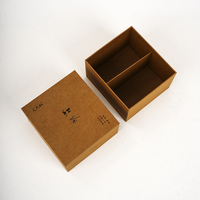 Boîte cadeau pour thé personnalisée en carton rigide brun carré à deux pièces avec compartiments