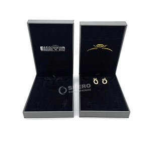 Boîte à bijoux en cuir PU gris personnalisée avec logo pour collier, bracelet, boucles d'oreilles et bague – Vente en gros - Product Image 3