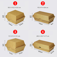 Boîtes à hamburgers en papier kraft brun pliables, contenants à emporter pour les stands de restauration, service à emporter, emballage alimentaire pratique