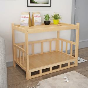 Modernes Etagenbett für Haustiere aus Massivholz für Hunde und Katzen, umweltfreundliches Loft-Haus mit Sicherheitsgeländer und belüftetem Design - Product Image 1