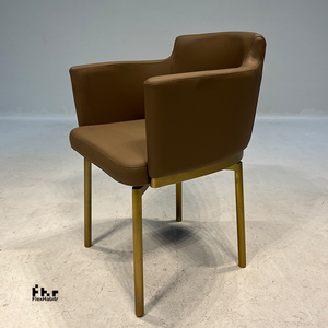 Fauteuil de loisirs personnalisable en cuir PU marron camel avec structure dorée, vente en gros pour usage domestique et commercial - Product Image 5