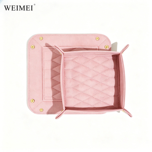 WEIMEI Custom Logo Luxury Velvet Foldable Snap Tray Wholesale Diamond Quilted Counter <b>Ring</b> Earring Jewelry Display Tray - Product Image 5