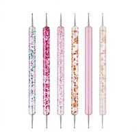 Stylo à double pointe en acrylique pour nail art, 5 pièces par lot, stylo à points