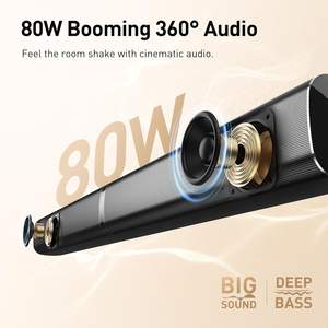 SunTrok Black Plastic <b>Soundbar</b> with <b>Subwoofer</b> 80W 2.1 Channel for Home Theater System with 2 Wireless Microphones - Product Image 3