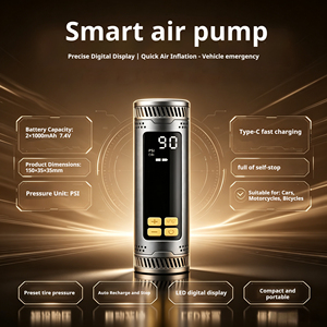 ENLEE Bomba de Aire Eléctrica Mini de Aleación de Zinc de 130 PSI - Inflador de Neumáticos Portátil de Alta Presión con Manómetro Digital, Bomba para Bicicleta - Product Image 1