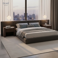 Table de chevet moderne avec plateau en marbre, design à rainures verticales, table de nuit minimaliste pour chambre à coucher, hôtel ou décoration de maison de luxe